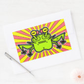Sticker Rectangulaire Grumpy psychedelic étrange grenouille crapaud v4 (Enveloppe)