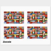 Sticker Rectangulaire Grunge World Flags Collage Design (Feuille)