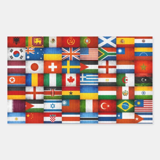 Sticker Rectangulaire Grunge World Flags Collage Design (Devant)