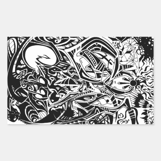 Sticker Rectangulaire GRYM - Art Abstrait noir et blanc (Devant)