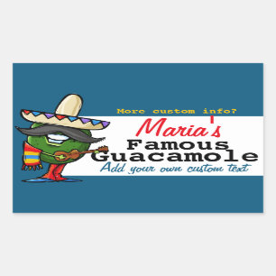 Sticker Rectangulaire Guacamole Mexicain Personnalisable nourriture Étiq