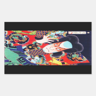 Sticker Rectangulaire guerrier oriental japonais kunichika samurai cool