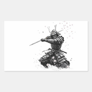 Sticker Rectangulaire Guerrier Samouraï en Action Art Japonais Céramique