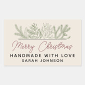 Sticker Rectangulaire Guirlande d'hiver Joyeux Noël fait main (Devant)