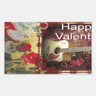 Sticker Rectangulaire Guitare vintage : Jour de la Saint-Valentin pour l