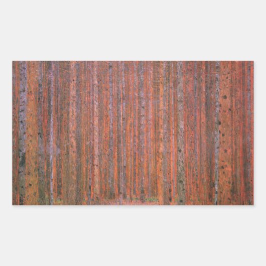 Sticker Rectangulaire Gustav Klimt Fir Forêt Tannenwald Arbres rouges (Devant)
