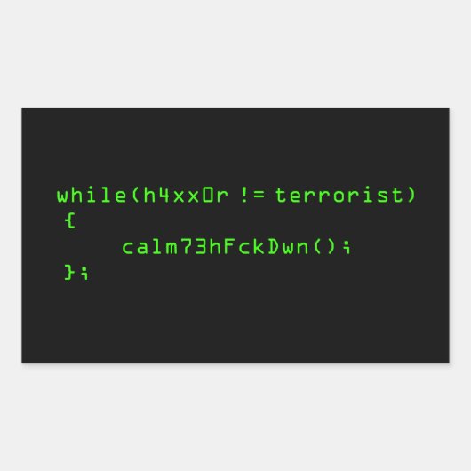 Sticker Rectangulaire h4xx0r != terroriste (Devant)