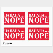 Sticker Rectangulaire HAHAHA... Citation drôle NOPE (Feuille)