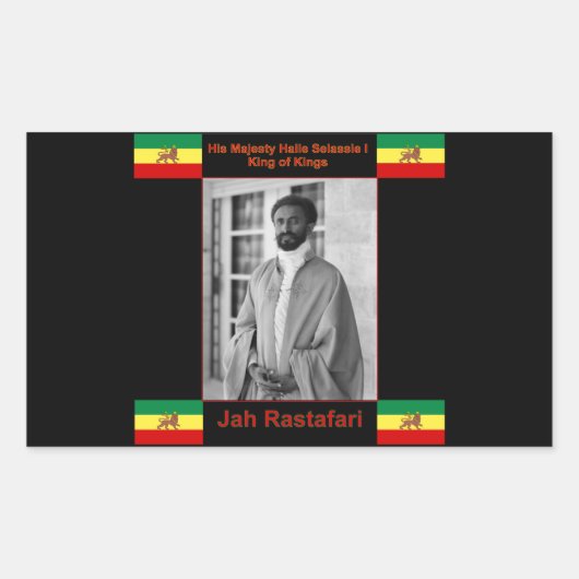 Sticker Rectangulaire Haile Selassie le Lion de Juda, Jah Rastafari (Devant)