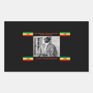 Sticker Rectangulaire Haile Selassie le lion de Judah, Jah Rastafari