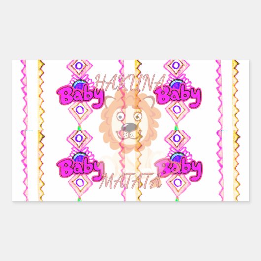 Sticker Rectangulaire Hakuna Matata : Beau bébé Lion Design Motif (Devant)