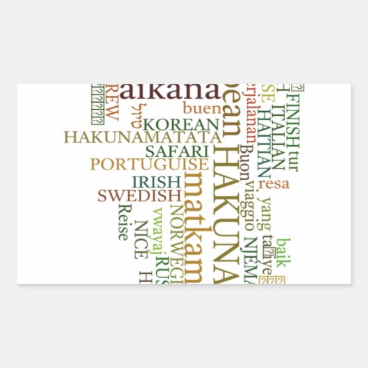 Sticker Rectangulaire Hakuna Matata Global Word Cloud Art (Devant)