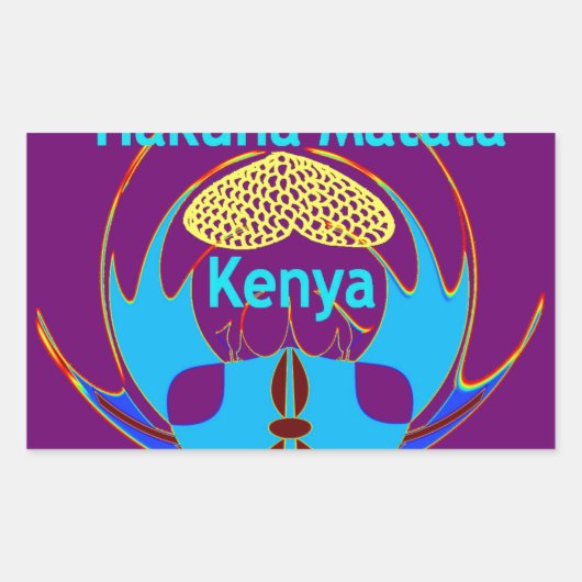 Sticker Rectangulaire "Hakuna Matata Kenya" Papillon Art Imprimer/Graphi (Devant)