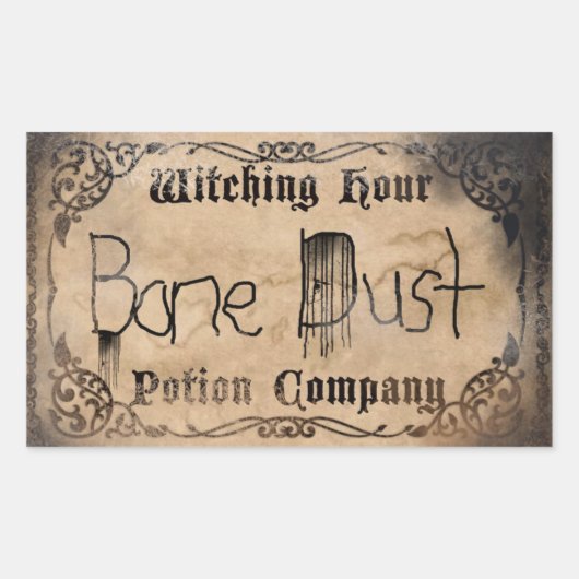 Sticker Rectangulaire Halloween Accessoire Poussière d'Os Antique (Devant)