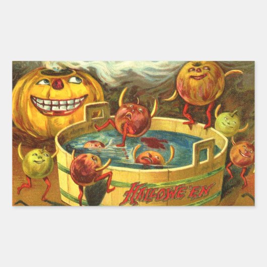 Sticker Rectangulaire Halloween Apple Bobbing (Devant)