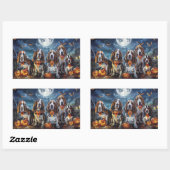 Sticker Rectangulaire Halloween Basset Hound Éffrayant (Feuille)