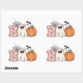 Sticker Rectangulaire Halloween Boo Ghost Citrouille Bats Cobweb (Feuille)