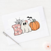 Sticker Rectangulaire Halloween Boo Ghost Citrouille Bats Cobweb (Enveloppe)