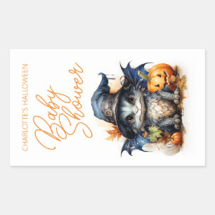 Sticker Rectangulaire Halloween budget Baby shower d'aquarelle pour enfa