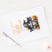 Sticker Rectangulaire Halloween budget Baby shower d'aquarelle pour enfa (Enveloppe)
