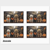 Sticker Rectangulaire Halloween caniche Éffrayant (Feuille)