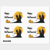 Sticker Rectangulaire Halloween - Château, Pleine lune, chauves-souris e (Feuille)