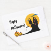 Sticker Rectangulaire Halloween - Château, Pleine lune, chauves-souris e (Enveloppe)