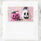 Sticker Rectangulaire Halloween citrouille Parties scintillant rose (Sac)