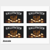 Sticker Rectangulaire Halloween crâne et bougies (Feuille)