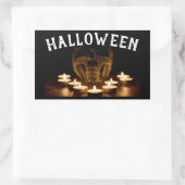 Sticker Rectangulaire Halloween crâne et bougies (Sac)