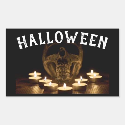 Sticker Rectangulaire Halloween crâne et bougies (Devant)