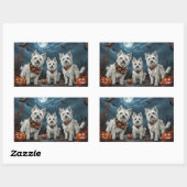 Sticker Rectangulaire Halloween Éffrayant West Highland (Feuille)