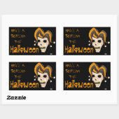 Sticker Rectangulaire Halloween Evil Jester Skull (Orange) (Feuille)