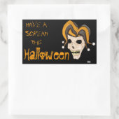 Sticker Rectangulaire Halloween Evil Jester Skull (Orange) (Sac)