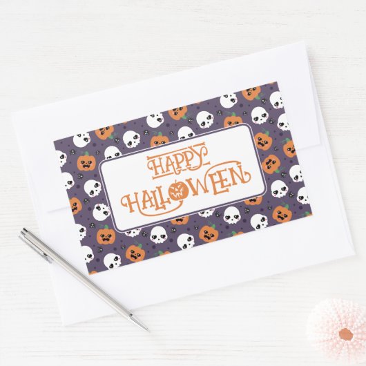 Sticker Rectangulaire Halloween Kawaii Motif (Enveloppe)