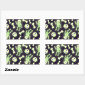Sticker Rectangulaire Halloween mignon Éffrayant brillant squelette os c (Feuille)