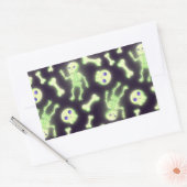 Sticker Rectangulaire Halloween mignon Éffrayant brillant squelette os c (Enveloppe)