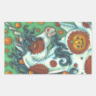 STICKER RECTANGULAIRE HALLOWEEN MUSTANG, PEINTURE SAUVAGE À UNICORN