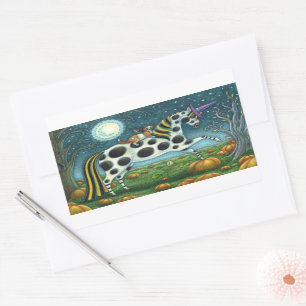 STICKER RECTANGULAIRE HALLOWEEN PONY ET CHAT CHAT CHAT CHEVAL