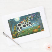 STICKER RECTANGULAIRE HALLOWEEN PONY ET CHAT CHAT CHAT CHEVAL (Enveloppe)