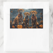 Sticker Rectangulaire Halloween Rhodesian Ridgeback Éffrayant (Sac)