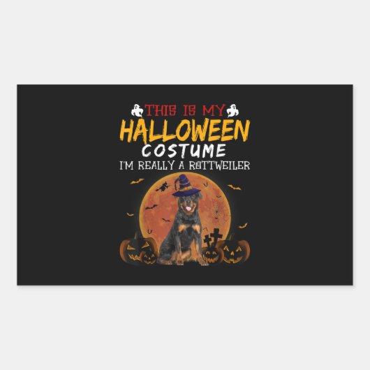Sticker Rectangulaire Halloween Rottweiler (Devant)