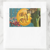 Sticker Rectangulaire Hallowe'en Salutations Pleine lune Owl Witch Vinta (Sac)