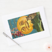 Sticker Rectangulaire Hallowe'en Salutations Pleine lune Owl Witch Vinta (Enveloppe)