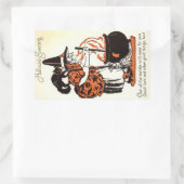 Sticker Rectangulaire Hallowe'en Salutations Witch et Kettle Vintage (Sac)
