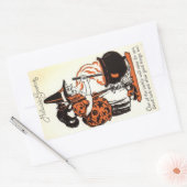 Sticker Rectangulaire Hallowe'en Salutations Witch et Kettle Vintage (Enveloppe)