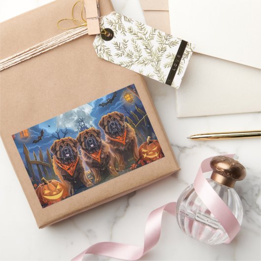 Sticker Rectangulaire Halloween Tibétain Mastiff Éffrayant (Cadeaux)