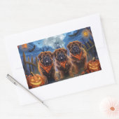 Sticker Rectangulaire Halloween Tibétain Mastiff Éffrayant (Enveloppe)