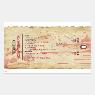Sticker Rectangulaire Halloween Toe Tag Haunted Sanitarium Party