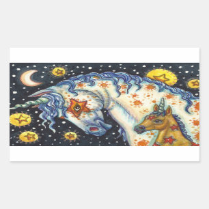 STICKER RECTANGULAIRE HALLOWEEN UNICORNS, STAR HORSE & IMAGINAIRE COLT